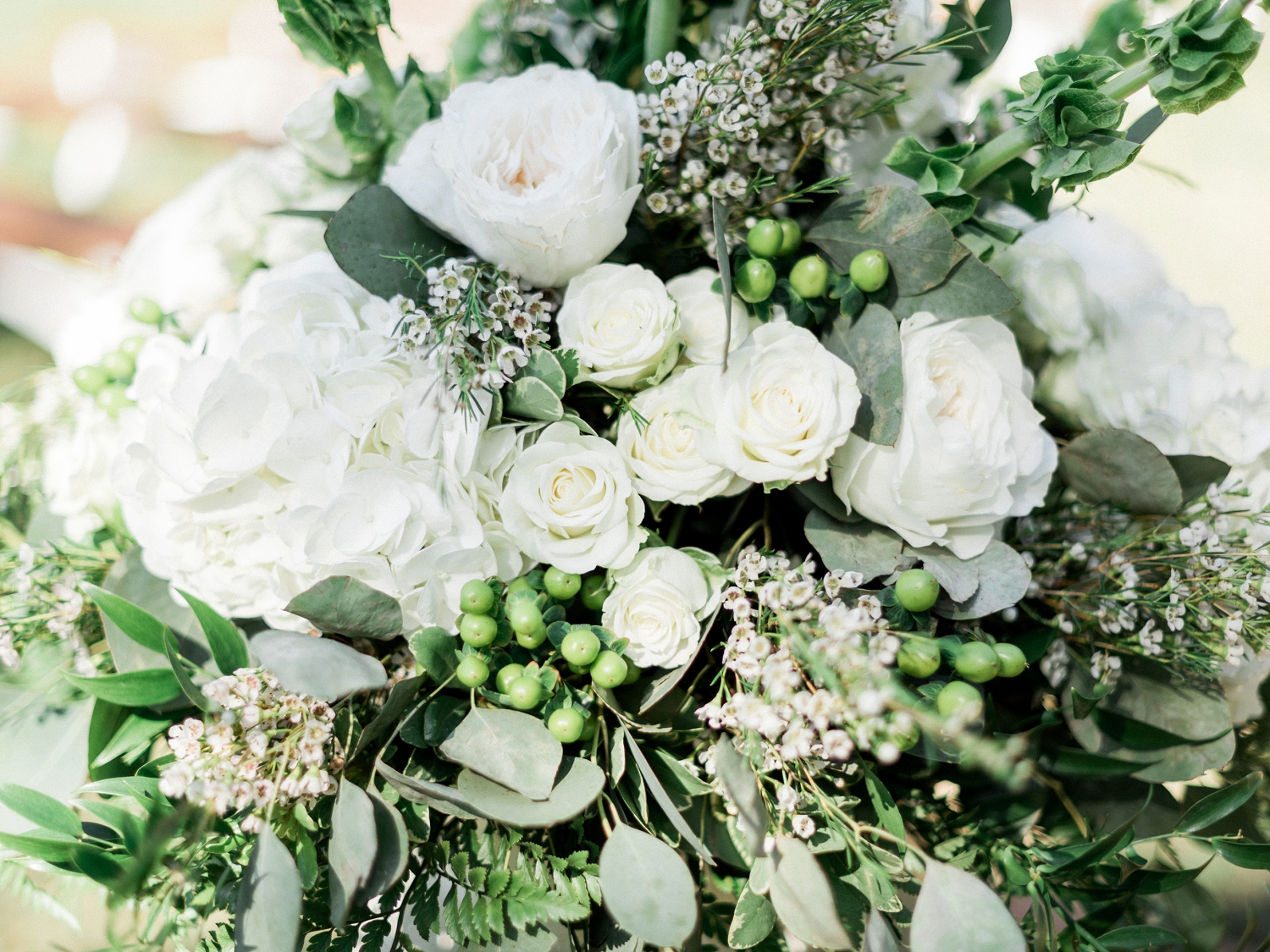 White Floral Ceremony Decor, white palette wedding ideas