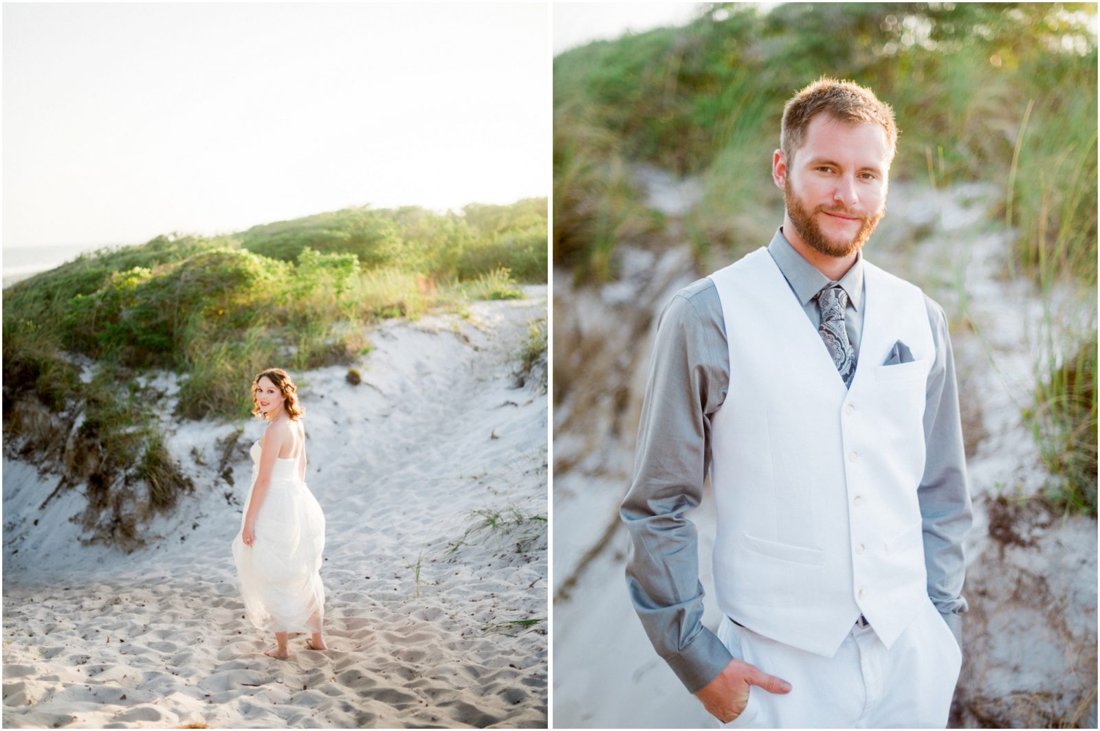 bride and groom beach wedding outfit ideas