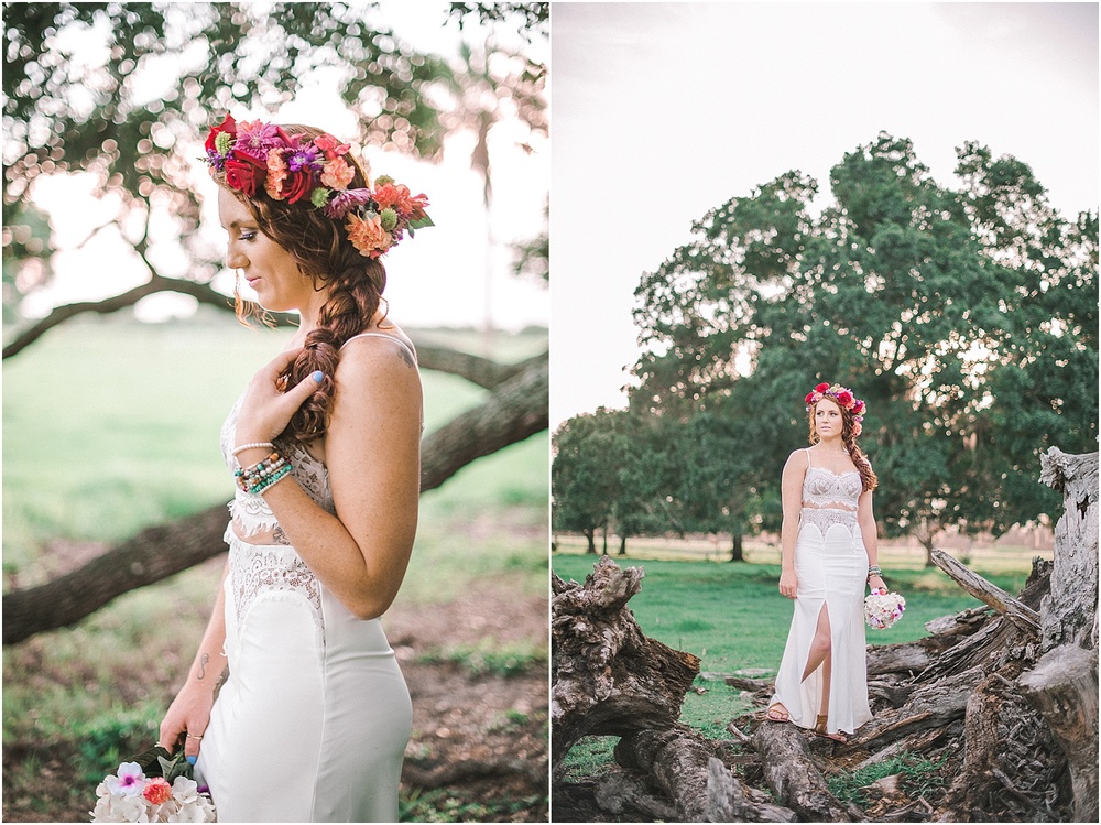 boho bride, colorful floral crown, red and blush floral crown