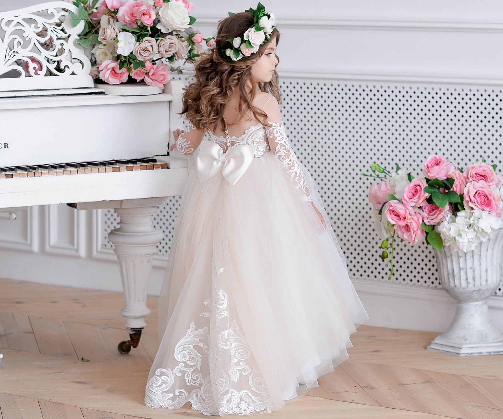 Ivory lace tulle flower girl dress 